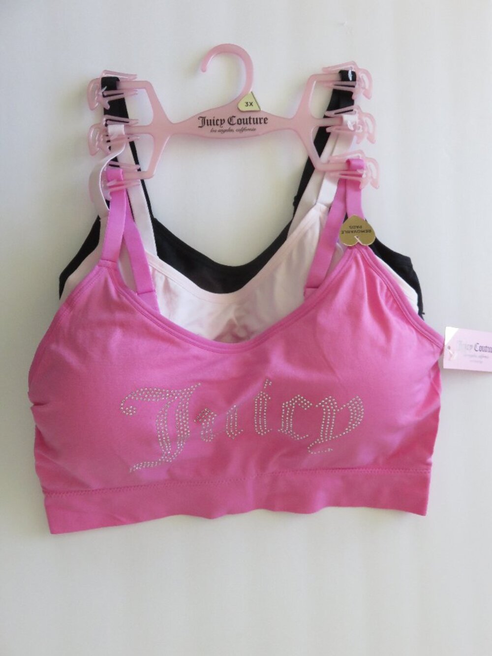 (#144) Juicy Couture Diamond Stud 3-pack Sport Bras